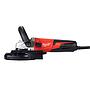 Amoladora angular de 1550W, diámetro del disco 125mm, velocidad variable 2800-11000rpm, AVS, FIXTEC™, MOTOR PROTECTOR, interruptor de botón con bloqueo, extractor de polvo, protector de desbaste, copa de 125mm. Se suministra en HD-box