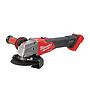 M18FSAGV125XB-0X Amoladora angular M18 FUEL™, diámetro del disco 125mm, freno RAPIDSTOP™, velocidad variable de 5 posiciones, 3500-8500rpm, AVS, FIXTEC™, protección anti-kickback, interruptor de botón con bloqueo. Incluye guarda adicional para corte. Se suministra en versión cero, sin baterías ni cargador, en HD-box